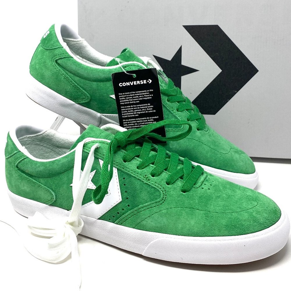 CONVERSE Men's Low Top Skate Sneaker 168652C Checkpoint PRO OX Green White Suede